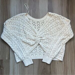 Hollister Cream Knit Sweater with Twist Front